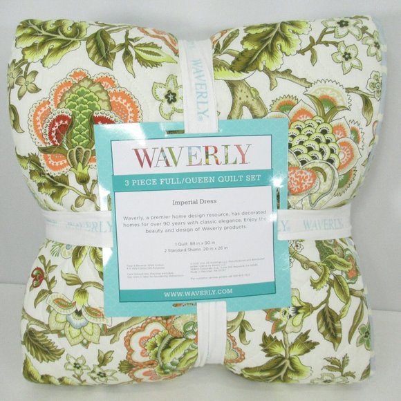 Waverly Quilt Set Imperial Dress Jacobean Floral Blanket Coverlet 2 Pillow Shams - Picture 6 of 10